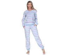 Normann Pyjama à manches longues en polaire pour femme avec poignets au look chilly, bleu clair, 42-44