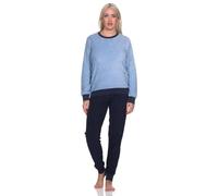 Normann Pyjama à manches longues en tissu éponge pour femme avec poignets - également en grande taille, bleu, 48-50