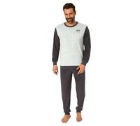 NORMANN Pyjama à manches longues en tissu éponge pour homme avec col rond et poignets + grandes tailles