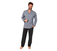 Normann Pyjama à manches longues pour homme, à boutonner, également en grandes tailles, bleu, 56