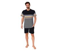 Normann Pyjama court à manches courtes pour homme, aspect rayé élégant, également en grandes tailles, Orange, 52