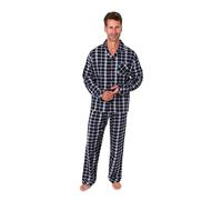 Normann Pyjama en flanelle pour homme, aspect carreaux, également en grande taille, Bleu marine/rouge, 60-62