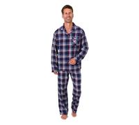 Normann Pyjama en flanelle pour homme, aspect carreaux, également en grande taille, Carreaux rouge/bleu, 64-66
