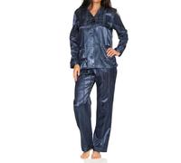 Normann Pyjama en satin rayé - Intérieur gratté 251 201 94 010, Marine, 42