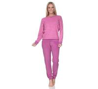 Normann Pyjama en tissu éponge avec poignets pour femme - Aspect rayé - Également en grande taille