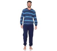 Normann Pyjama en tissu éponge pour homme à rayures - Pyjama également en grande taille, bleu clair, 54