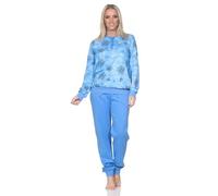 Normann Pyjama long interlock pour femme avec poignets au look élégant - également en grande taille, bleu, 52-54