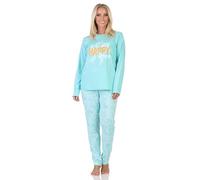 Normann Pyjama long pour femme au look élégant avec nœuds comme motif, Turquoise., 42-44