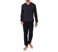 Normann Pyjama long pour homme avec poignets, design minimaliste et col en V, Marine, 52