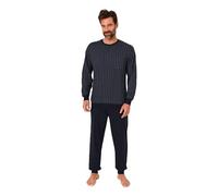 Normann Pyjama pour homme avec poignets rayés, 100 % coton, également en grande taille, bleu, 60-62