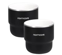 Normcore Lot de 2 tasses à café expresso avec revêtement en céramique, double paroi en acier inoxydable, 210 ml, noir