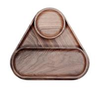 Normcore Lot de 3 plateaux de service en bois de noyer, plateau de service, petit plateau rond, plateau pour dessous de verre, thé, café et gâteau