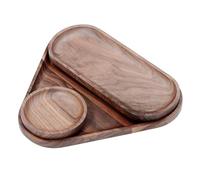Normcore Lot de 3 plateaux de valet irréguliers faits à la main en bois de noyer, lot de 3 plateaux décoratifs empilables pour table basse, plateaux de service, plateaux de service, plateaux gigognes