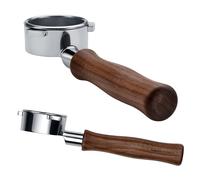 Normcore Porte-filtre sans fond de 54 mm - Filtre de port Naked pour Breville Sage Barista Express - Avec tamis de 18 g et poignée en véritable bois de noyer américain