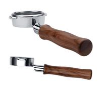 Normcore Porte-filtre sans fond de 58 mm pour groupes de percolation Lelit, Flair 58, ECM, Rocket, E61 - Filtre Porta Naked avec tamis de 18 g et poignée en véritable bois de noyer américain
