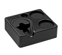 Normcore Station de tamping compacte - Base de station de tamper expresso noir - Véritable support de tamper en chêne noir américain - Base de porte-filtres à café en bois pour accessoires de machine