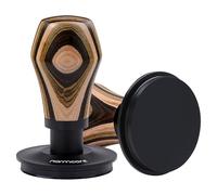 Normcore Tamper à café expresso V4 de 58,5 mm, à ressort avec revêtement en PVD en titane et base plate, ressorts de rechange de 6,8 kg/11,3 kg/13,6 kg, poignée en bois coloré