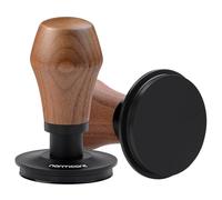 Normcore Tamper à café V4.1 de 58,5 mm avec retour sonore clic, tampon à ressort avec revêtement PVD en titane, base plate, poignée en noyer américain véritable