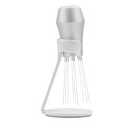 Normcore WDT Outil de distribution avec support V3, agitateur à expresso à 9 aiguilles, 18 aiguilles 0,25 mm/0,3 mm d'épaisseur, technique de distribution Weiss, manche en aluminium anodisé, argent