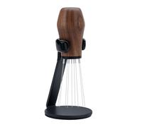 Normcore WDT Outil de distribution avec support V3, technique de distribution Weiss, agitateur à expresso à aiguilles 9 broches, manche en bois de noyer américain