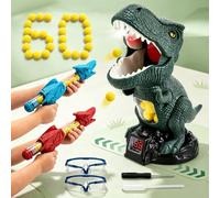 Normodic Jeu de Tir Dinosaure avec 2 Pistolets à Pompe, Cible Mobile | Compteur LED & Son, Fonction Brume, Inclus 60 Balles en Mousse et 2 Lunettes de Protection Pour Garçons et Filles dès 5 Ans
