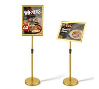 Normodic Porte Affiche A3 avec Base Lestée, Porte Affiche sur Pied Réglable à 360°, pour Menu, Annonces, Vente, Avis, Affichage, Support de Panneau Debout au Sol, Porte Menu Restaurant Extérieur