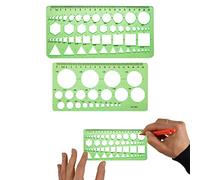 Normographe,Normographe Geographie,Normographe pour Croquis et Schémas,Regle Pochoir,Gabarit Cercle,Pochoir Geometrique,Modèles Mesure,Règle Gabarit pour Studio Artistique Dessin Personnel,2pcs