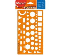 Maped - Normographe pour Croquis et Schémas - Trace-Formes Technic - Pochoir Cercles, Triangles, Carrés, Rectangles - 10 Formes Géométriques Tailles Diverses - Gabarit Antichoc