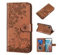Norn Coque pour Samsung Galaxy A12 5G Flip Case Cover,Motif de cerf Sika en Relief étui Portefeuille en Cuir PU+TPU Housse avec Antichoc Fonction Stand Fentes Cartes,Fermeture magnétique,Marron