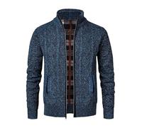 NOROZE Cardigan Homme en Maille Torsadée Pull Fermeture Éclair Complète Manches Longues Cardigan en Tricot Manteau d’Hiver Homme Pull