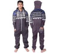 NOROZE Combinaison à Capuche uni et Squelette en Polaire Haloween 2-13 Ans (Anthracite aztèque, 9-10 Ans)