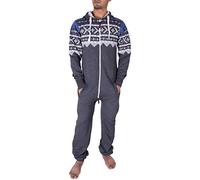 NOROZE Élégante Aztèque Grenouillères Homme - Zippé à Capuche Grenouillère Adulte Pyjama One Piece Combinaison - Chaleureux Et Confortable Onesies Pyjamas (XXL, Charbon)