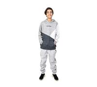 NOROZE Enfants Filles Garçons Survêtement Panneau Contrasté Sweat à Capuche et Pantalons Tenue de Jogging Sport Ensemble Complet (11-12 Ans, Noir Gris)