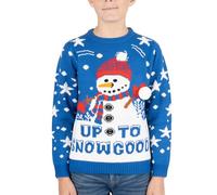 NOROZE Enfants Noël Pull-Over Garçons Filles Rétro Elfe Bonhomme de Neige Père Noël Fairisle Renne Nouveauté Pull Cadeaux Xmas Chandail (9-10 Ans, Bleu Roi)