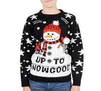 NOROZE Enfants Noël Pull-Over Garçons Filles Rétro Elfe Bonhomme de Neige Père Noël Fairisle Renne Nouveauté Pull Cadeaux Xmas Chandail (9-10 Ans, Noir)