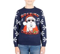 NOROZE Enfants Noël Pull-Over Garçons Filles Rétro Elfe Bonhomme de Neige Père Noël Fairisle Renne Nouveauté Pull Cadeaux Xmas Chandail (7-8 Ans, Balancement Marine)