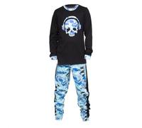 NOROZE Ensemble de pyjama unisexe pour enfants garçons Halloween camouflage tête de mort imprimé jeu vêtements de détente vêtements de nuit en coton ensemble pyjama 2 pièces ensemble pyjama à manches