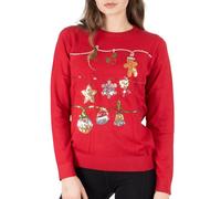 NOROZE Femmes Col rond Haut Sweat-Shirts Paillette Tinter Cloches Hohoho Carlin Madame Claus Xmas Pull-Over Manche longue (42, Rouge)