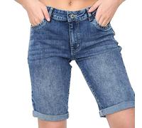 NOROZE Femmes Denim Shorts Floral Corsaire Jeans Pantalon Court (Bleu E427, L)