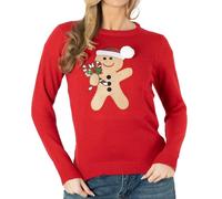 NOROZE Femmes Noël Pull-Over Joyeux Noël Cadeaux Dames Elfe Pull Tricoté (38, Canne en Pain d'épice Rouge)