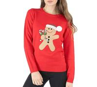 NOROZE Femmes Noël Pull-Over Joyeux Noël Cadeaux Dames Elfe Pull Tricoté (40, Canne en Pain d'épice Rouge)