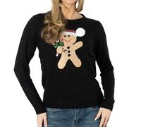 NOROZE Femmes Noël Pull-Over Joyeux Noël Cadeaux Dames Elfe Pull Tricoté (44, Canne en Pain d'épice Noir)