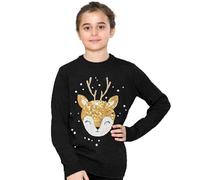 NOROZE Fille Noël 3D Pull Enfants Oiseau Renne Rétro Pullover Pull-Over (Bébé Cher Noir, 13 Ans)