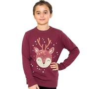 NOROZE Fille Noël 3D Pull Enfants Oiseau Renne Rétro Pullover Pull-Over (Bébé Cher Prune, 11-12 Ans)