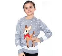 NOROZE Fille Noël 3D Pull Enfants Oiseau Renne Rétro Pullover Pull-Over (Renne Gris, 5-6 Ans)