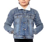 NOROZE Filles Veste en Denim doublée en Sherpa Enfants Veste en Jean Jeans Manteau en Jean Haut Camionneur Borg (7-8 Ans, Denim Bleu)