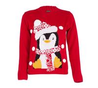 NOROZE Garçons Fille Unisexe Noël 3D Pull Enfants Xams Pullover Pull-Over Père Noël Bonhomme de Neige Renne Manchot (Penguin Rouge, 9-10 Ans)