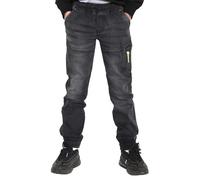 NOROZE Garçons Filles Enfants Décontracté Rétro Denim Pantalon Conception de Jambe effilée Extensible Jeans Joggeurs Pantalon de survêtement Style Trousers (9-10 Ans, Noir)