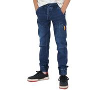 NOROZE Garçons Filles Enfants Décontracté Rétro Denim Pantalon Conception de Jambe effilée Extensible Jeans Joggeurs Pantalon de survêtement Style Trousers (11-12 Ans, Bleu foncé)