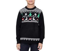 NOROZE Garçons Filles Unisexe Enfants Joyeux noël Dinosaure Arbre Chapeau Renne Ours Polaire Tricoté Nouveauté Moche Pulls de Noël Chandail Pull-Over (Size 5-6 Ans, Chapeau Sapin Noir)